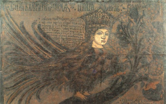Стратим-птица — владычица океана. Роспись коробьи. Район Великого Устюга. XVII век